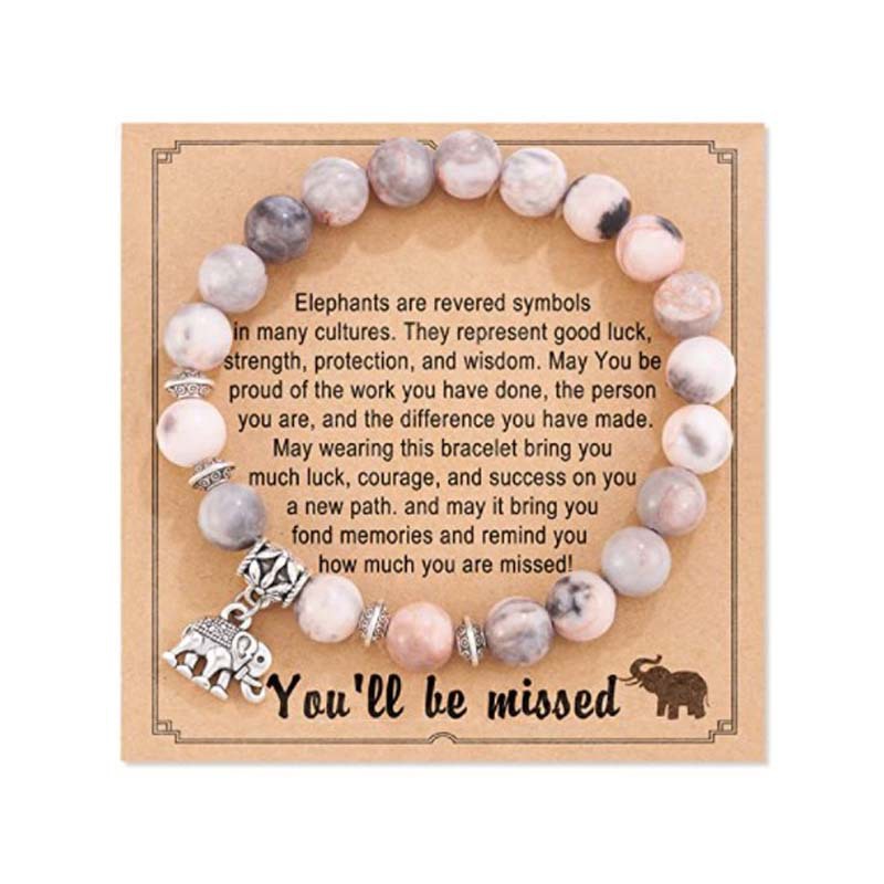 Retro Geometric Elephant natural stone Unisex Bracelets 1 Piece