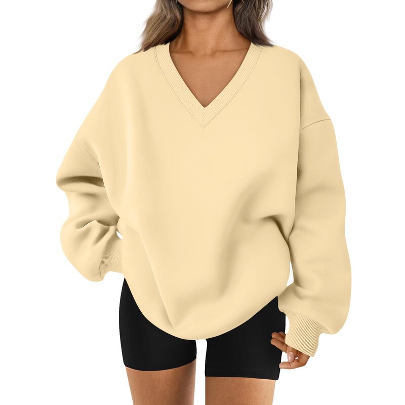 2026 New Cross-Border Amazon Shopee Autumn and Winter Season E-Commerce European and American Style Pocket Pullover V-Neck Long Sweatshirt