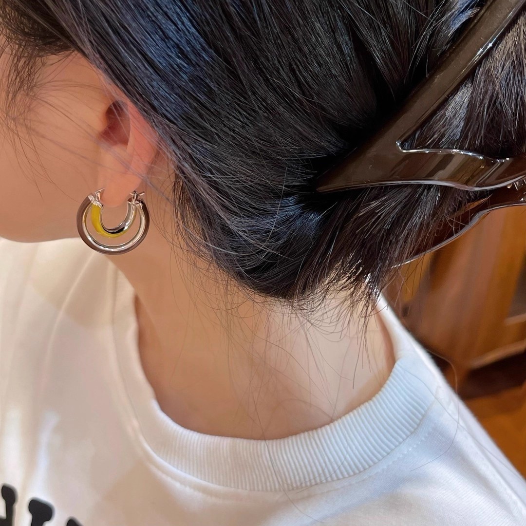 Meilad aretes de color geométrico de doble capa 2025 nuevos aretes de diseño único aretes de moda aretes de estilo versátil