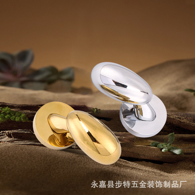 鹅蛋形分体锁美式金色室内门锁家用卧室房门把手简约磁吸静音锁具|undefined