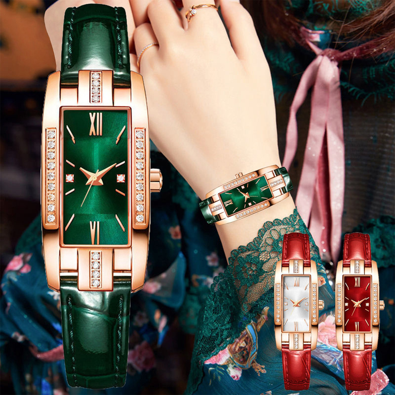 Shake Voice Live Explosions Small Green Watch Internet Red Drainage Diamond Small Square Women's Watch Women's Watch Vintage Fashion Watch