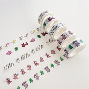 [5 m] South Korea ins charlie & michael Cartoon Squirrel Puppy and Paper Tape Handbook Sticker