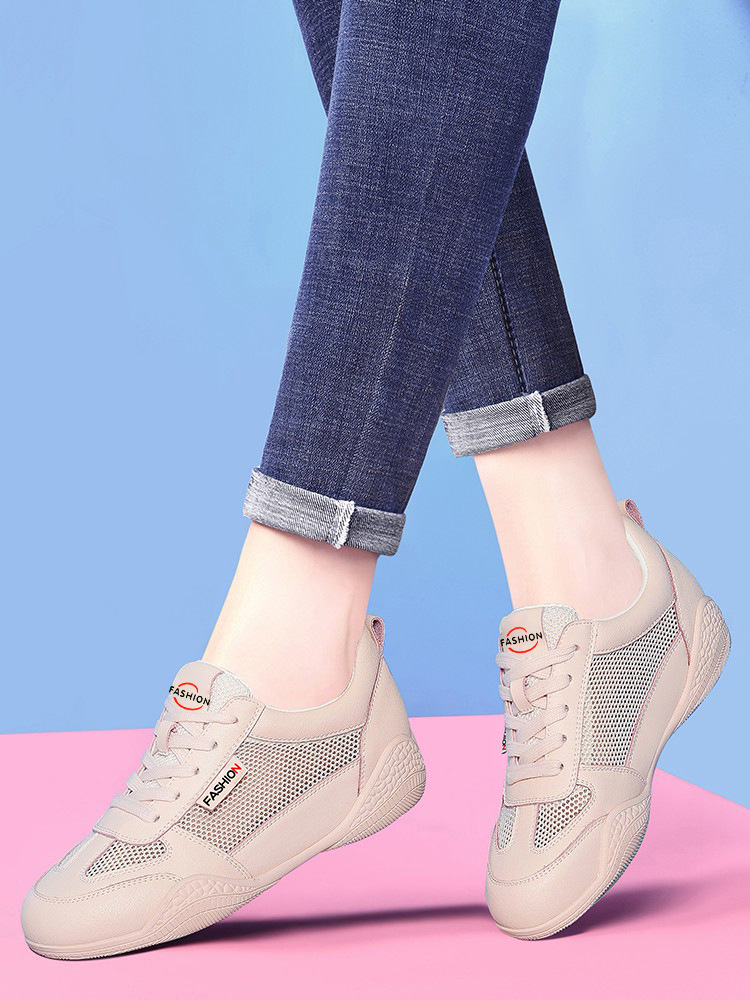 Giày sneaker nữ da thật lưới thoáng khí đế mềm phong cách cổ điển gót 2.5 cm — L 58219m Mẫu lưới thoáng khí màu xám/chiều cao gót 2.5cm, L58219 mẫu lưới thoáng khí màu hồng/chiều cao gót 2.5cm, L58219 lưới đen thoáng khí/mẫu cao gót 2.5cm, L58219 lưới trắng thoáng khí/mẫu chiều cao gót 2.5cm