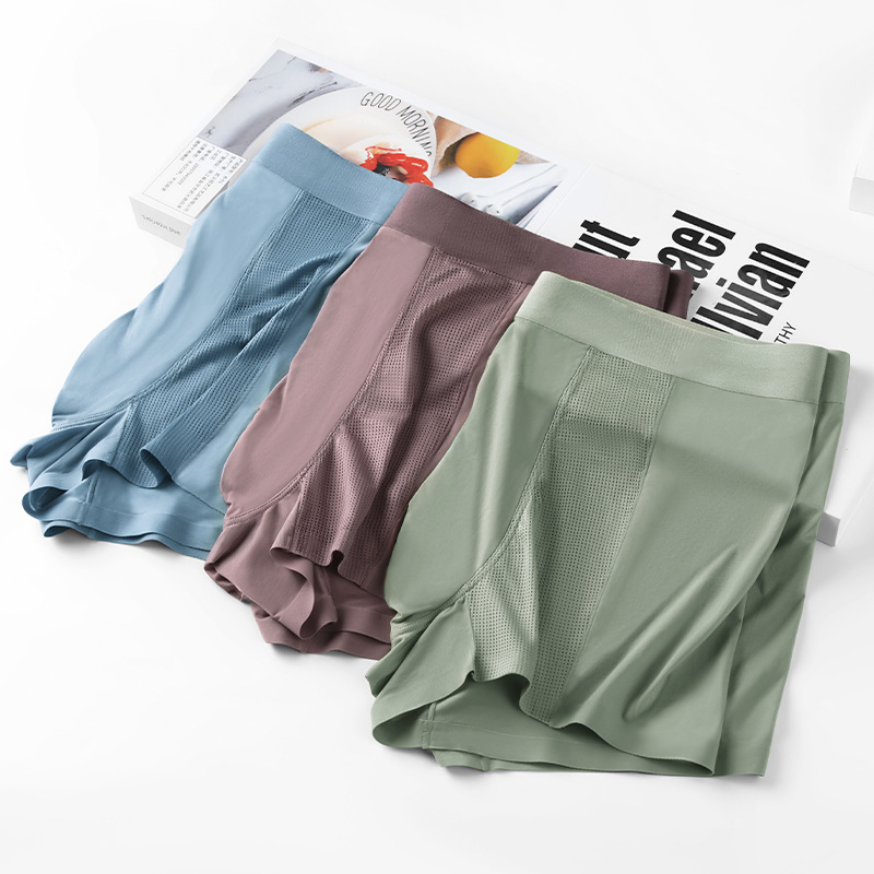 Pantalones interiores de hombre de hielo de verano frescas transpirables antibacterianas deportivas de absorción de sudor de color sólido pantalones interiores de hombre grandes al por mayor
