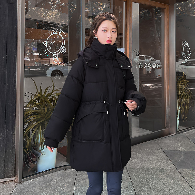 Ropa de algodón para mujeres invierno 2024 nueva chaqueta de algodón suelta media y larga con capuzas gruesas chaqueta de algodón de moda coreana para mujeres image 7