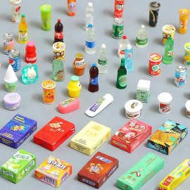 仿真迷你食玩饮料酒瓶零食便利店diy树脂饰品配件小摆件夜光配饰