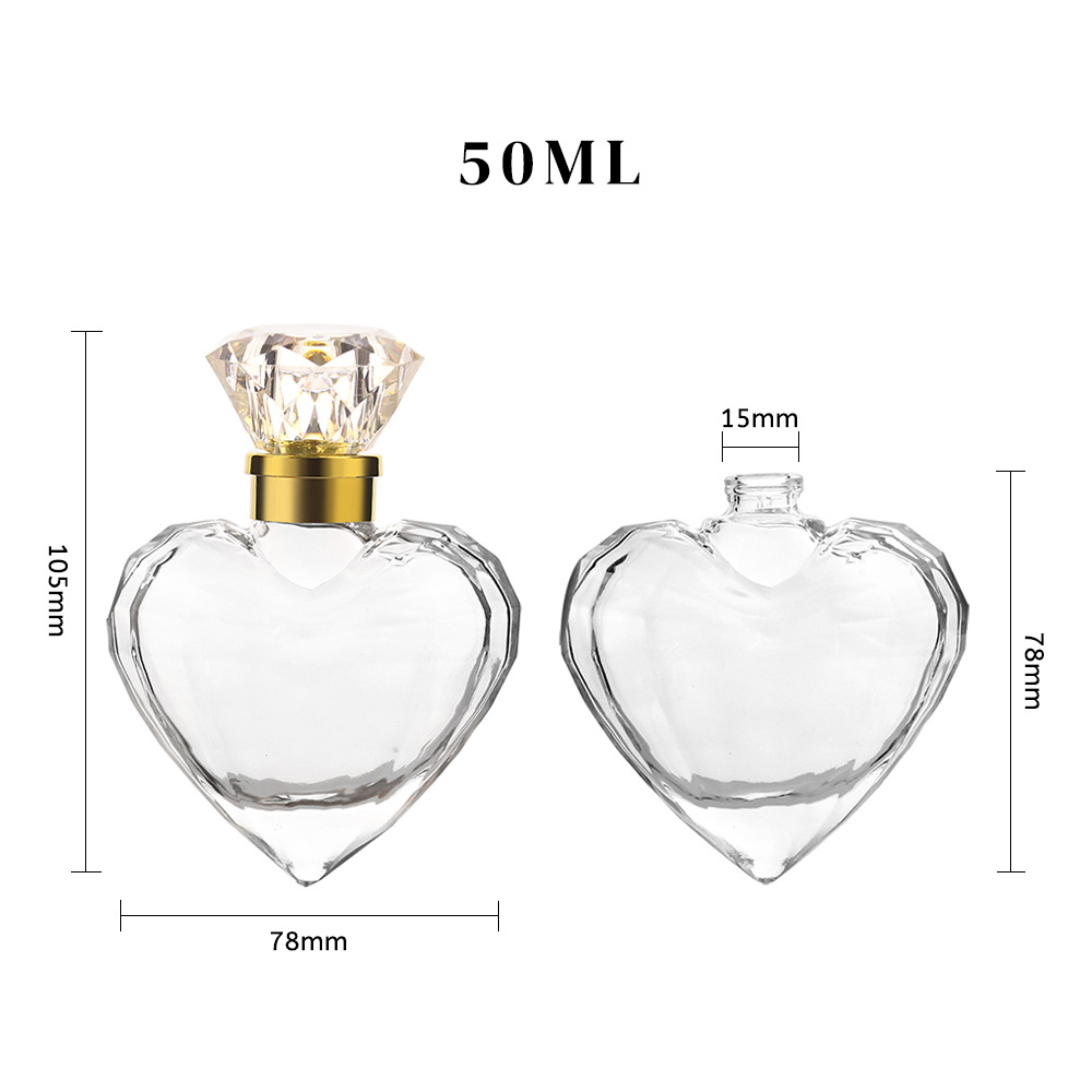 Love specific admite la fabricación de botellas vacías de vidrio de perfume transparente artesanal con tapa de aspersor, botellas de spray portátiles