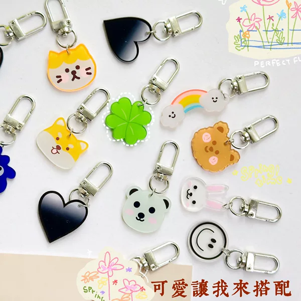 Black love cross-border keychain student schoolbag cute decoration car cartoon pendant earphone case ornaments wholesale