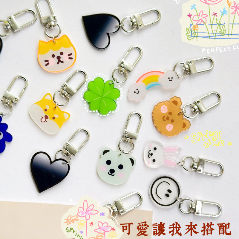 Black love cross-border keychain student schoolbag cute decoration car cartoon pendant earphone case ornaments wholesale