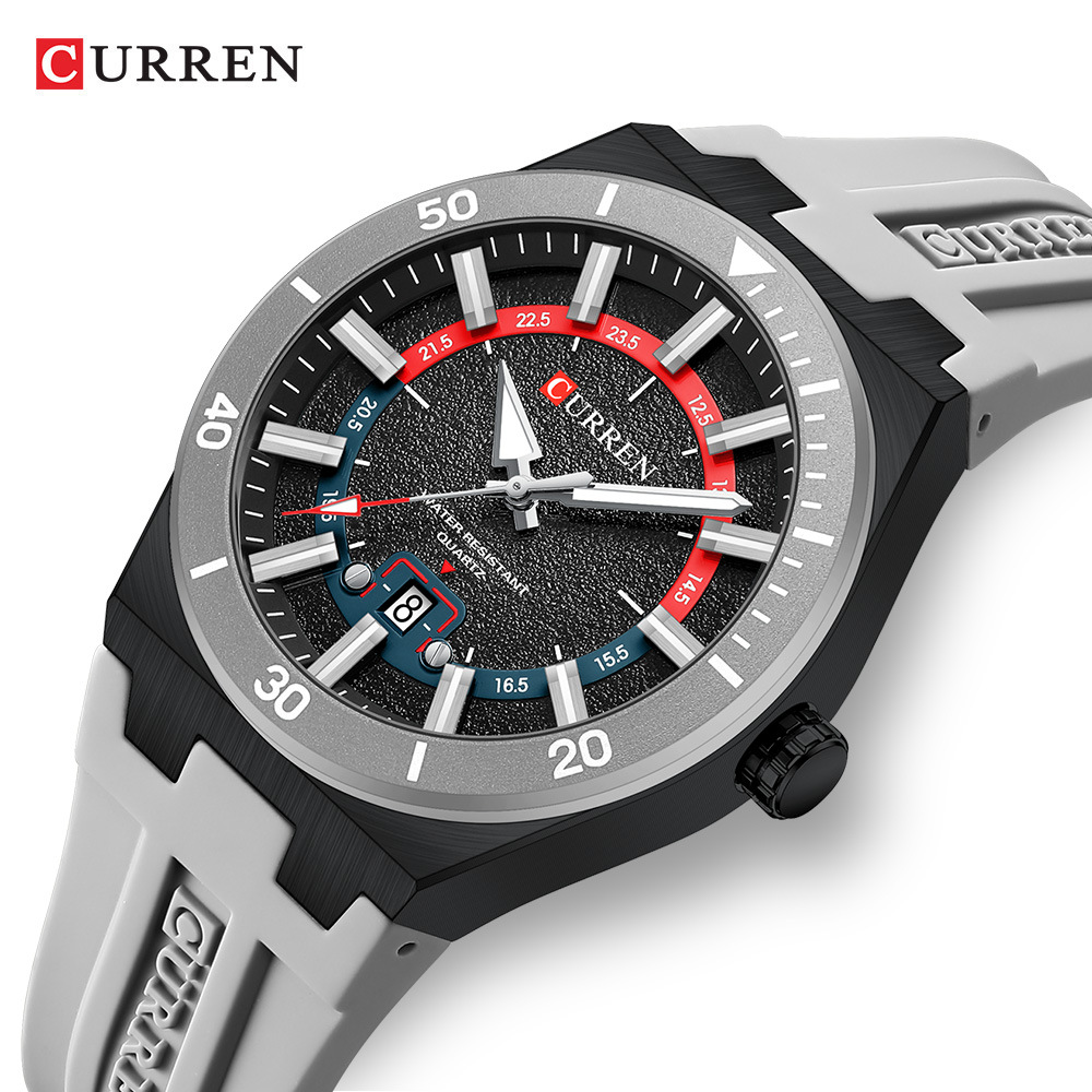 CURREN Reloj de pulsera para hombres CURREN 8491 moda deportivo cinta adhesiva calendario de cuarzo puntero reloj de pulsera image 2