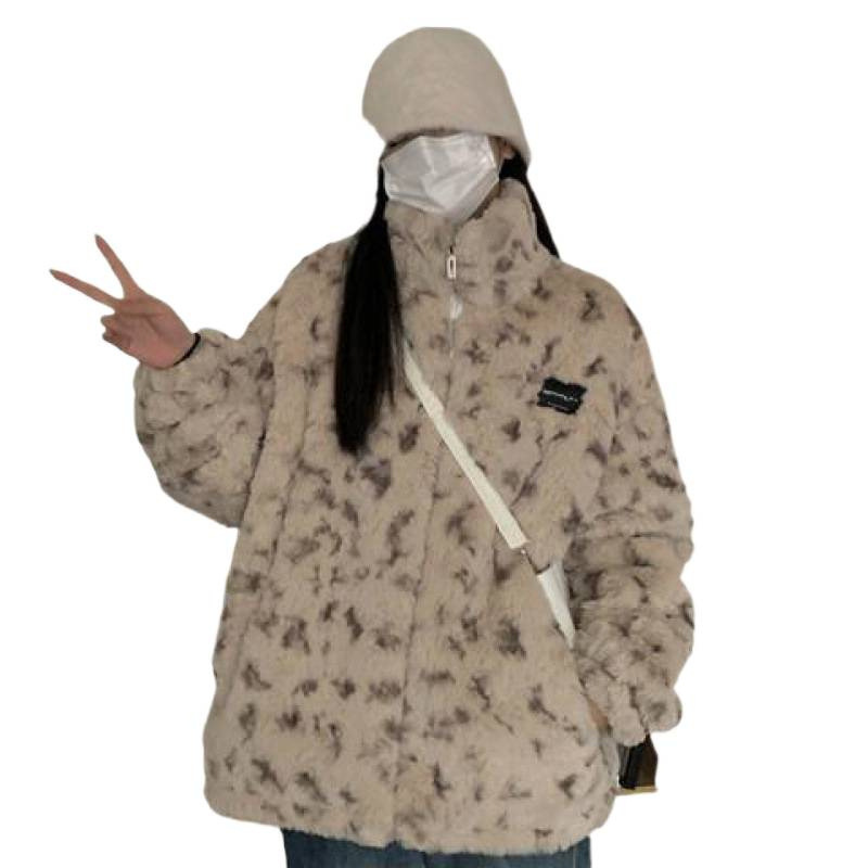 羊羔毛外套女冬加厚仿兔毛皮复古软糯潮牌棉服高级感毛绒绒上衣|undefined