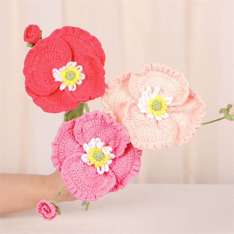 New hand-knitted large bouquet of wool micro-hook artificial flower desktop decoration artificial flower finished product hand-knitted flower pic 10