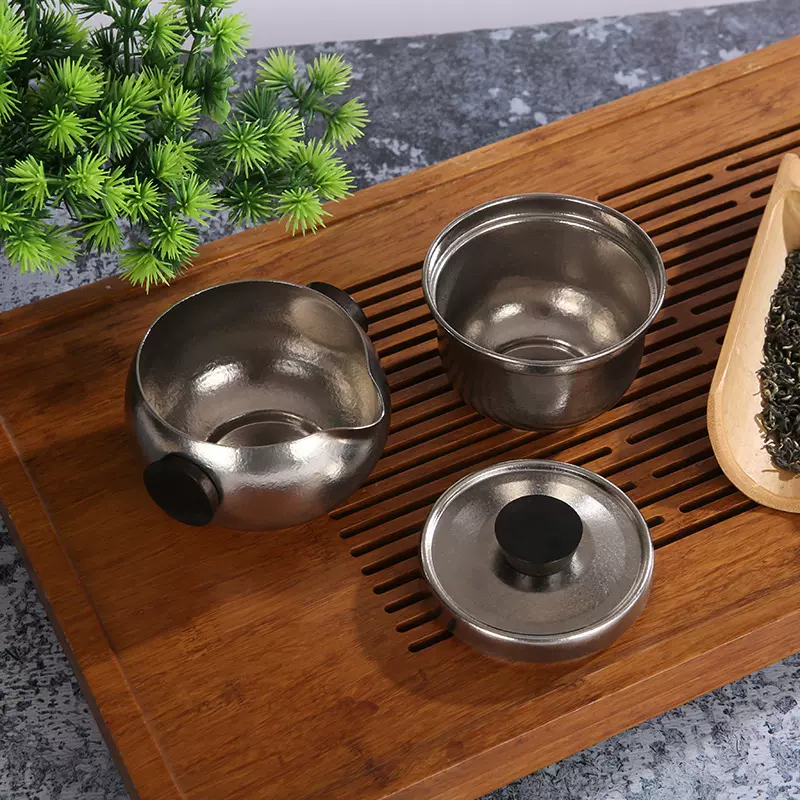 纯钛企鹅泡茶器茶具套装高档礼盒装高端家用户外旅行茶壶送礼水杯