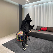 2024自主暗黑经典RO风巫师帽男女斜拉链潮流高街卫衣外套帽衫