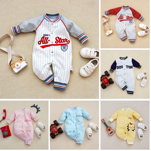 Cross-border  baby autumn clothes pajamas baby onesie crawling suit home wear non-footing sports series 