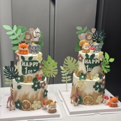フォレスト動物園ケーキデコレーションオーナメントソフトプラスチック漫画象キリン子供の誕生日パーティーベーキングデコレーション
