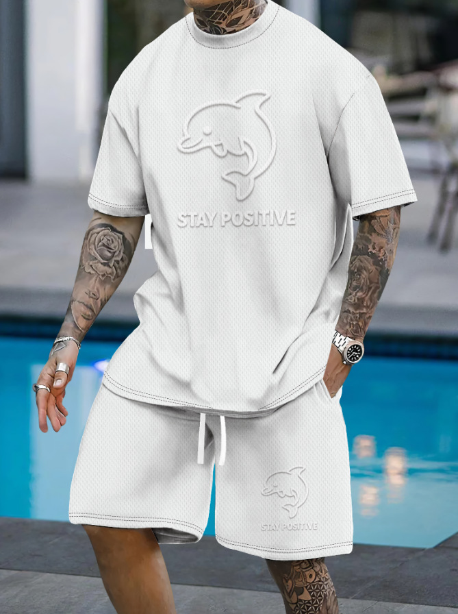 Men's 2-Piece Summer Casual Set - Breathable Short Sleeve T-Shirt & Comfort Shorts For Gym, Travel, And Daily Wear_viptrois.com