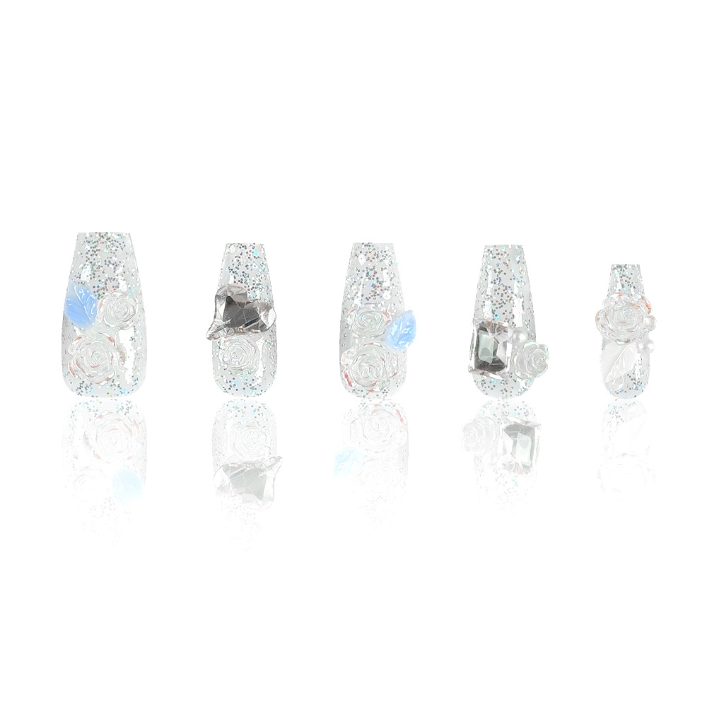 10 piezas decodificadas flash camellia manicure amor tridimensional diamante trapezoidal uña fototerapia manual desgaste uña pieza de uñas