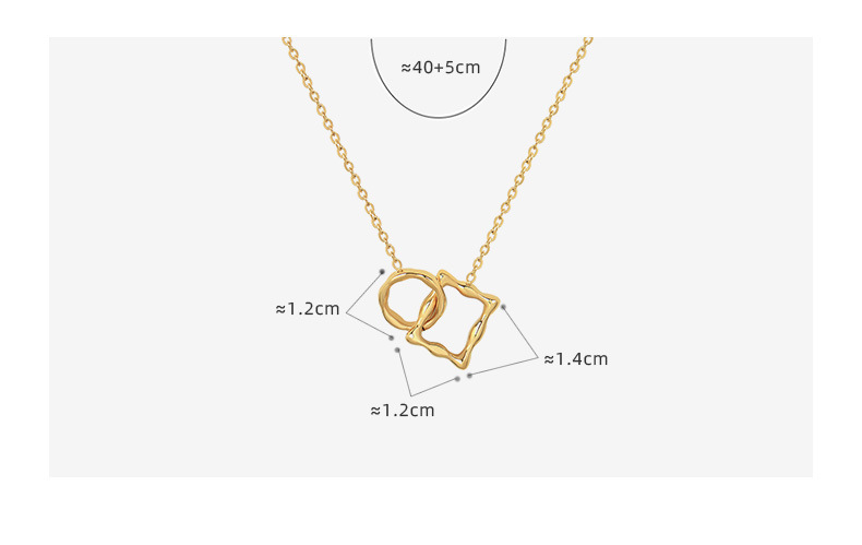 European and American geometric ring square interlocking pendant titanium steel necklace