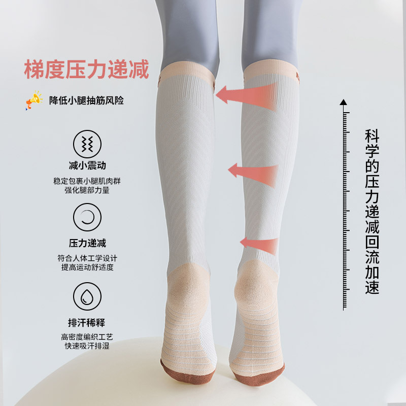压力运动袜子女健身中筒跑步跳绳瑜伽瘦腿压缩小腿袜中筒袜女|undefined