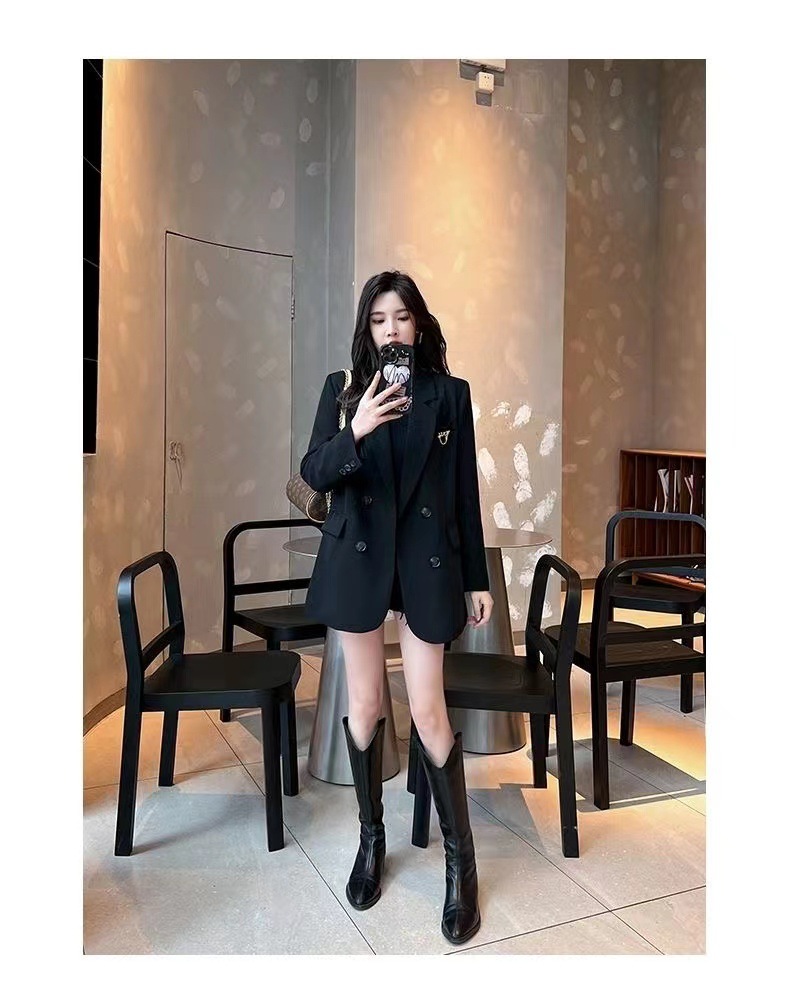 Elegant Women's Blazer British Style Slim-fit Lightweight Coat_voghion.com