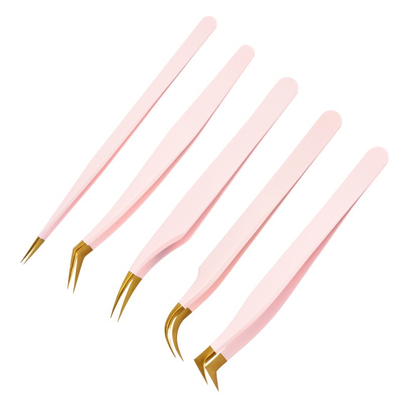 Wholesale false eyelash tweezers grafting eyelash tweezers eyelash tweezers flowering seven-word clip suit stainless steel Eyelash Curler