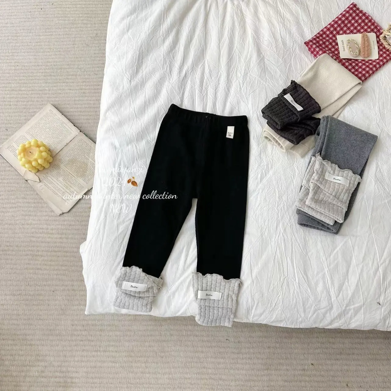 Qi Qiqi niñas dulce otoño nuevo estilo de niños coreanos estilo de empalme extranjero pantalones casuales pantalones de primavera y otoño