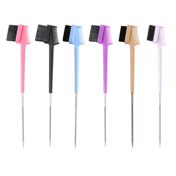 Cross-border double-headed steel needle eyebrow brush three-in-one highlighting dual-purpose pointed-tail comb eyelash comb hair comb cosmetic appliance