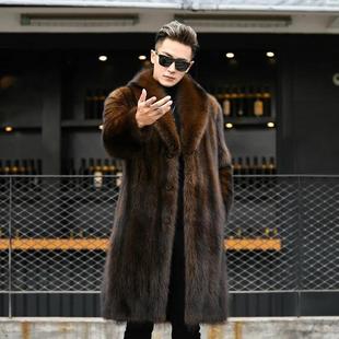 Mink Coat Men's Whole Mink Autumn and Winter New Thickened Long Casual plus size Men's Faux Fur Coat Men's Trendy