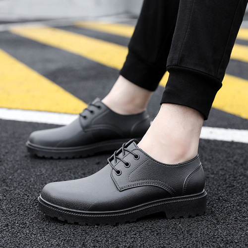 Men's Fashion Rain Boots Low Top Water Shoes Waterproof Non-slip Rain Boots Low Profile Durable Garage Kitchen Work Flat Rubber Shoes Trendy