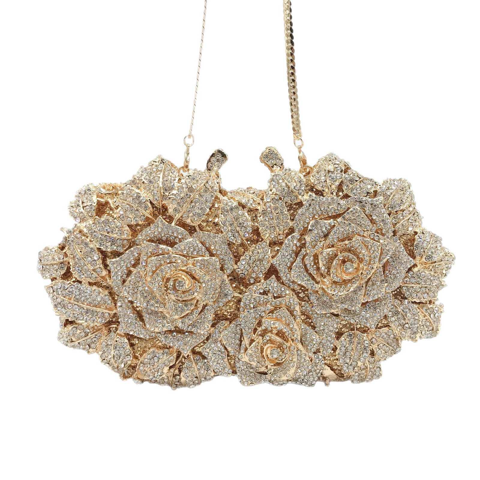 Estricta selección de cristal embrague tridimensional rosa con diamantes bolsas de cena europea y americana con diamantes completos bolsas de mano de mujeres duras