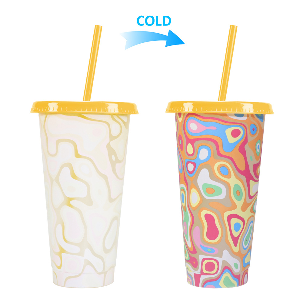 Spot transfronterizo de 710ml taza de plástico de color frío de gran capacidad PP taza de té con leche bebida fría con taza de paja con fábrica de inspección NBCU