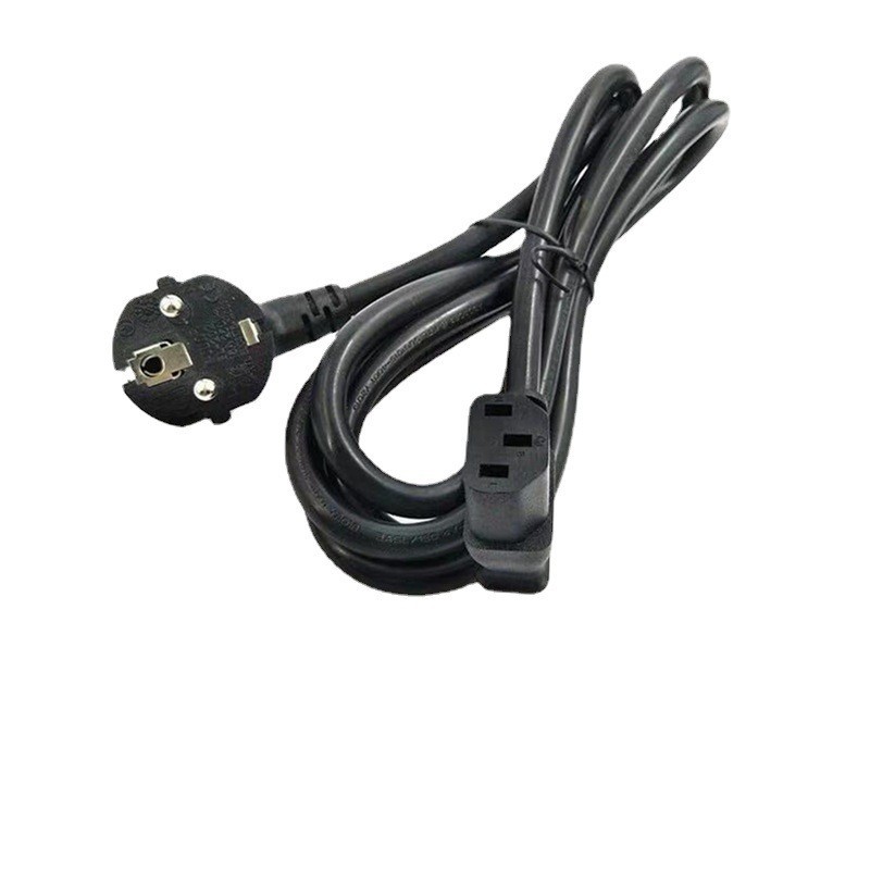 欧洲三芯电脑插电源线 弯头空调插头电源线 欧规3芯圆针电源线