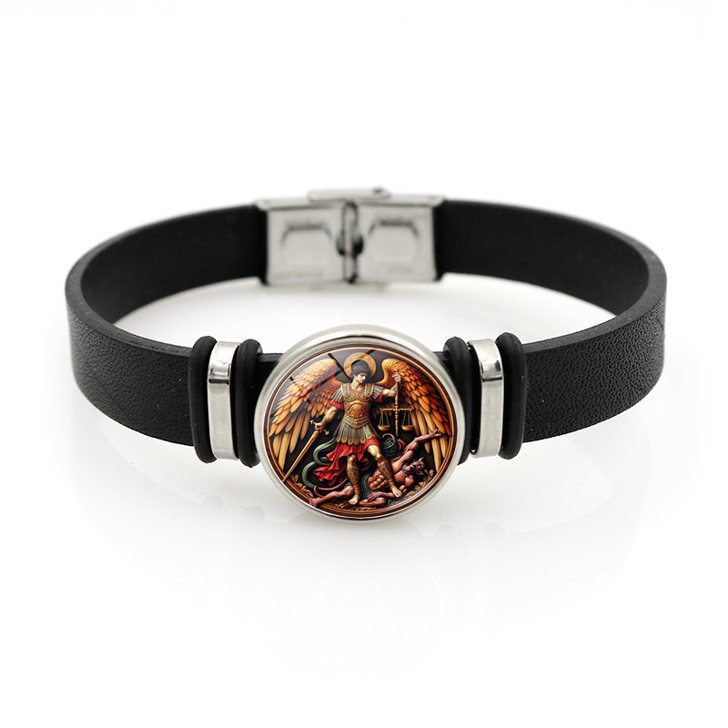 Archangel Michael Leather Bracelet Cross-border New Archangel Michael Guardian Angel Bracelet Bracelet Jewelry Archangel Michael Leather Bracelet Cross-border New Archangel Michael Guardian Angel Bracelet Bracelet Jewelry