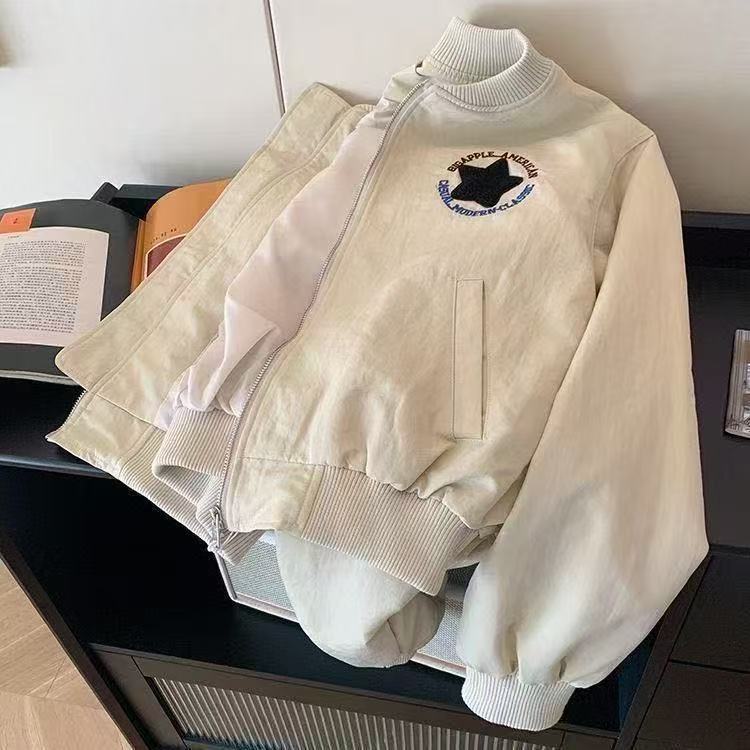 美式复古春秋棒球服刺绣外套女春季新款休闲宽松百搭时尚夹克上衣|undefined