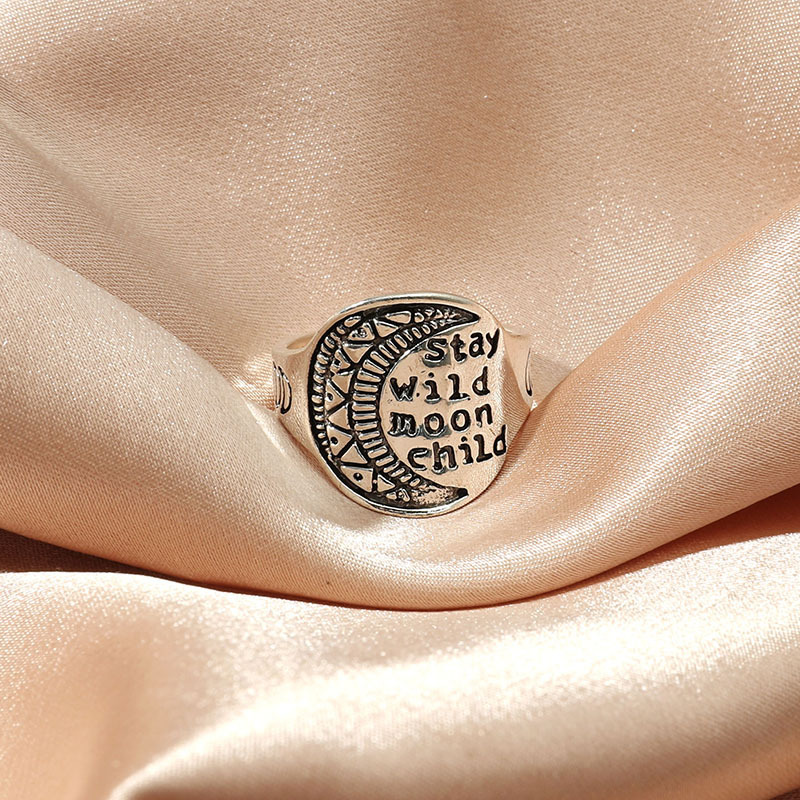 Fashionable retro creative trend ethnic ring with letters