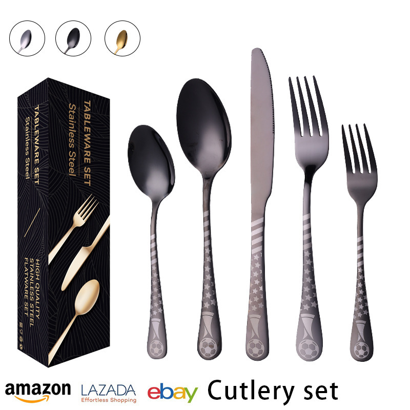 New cross-border 1010 stainless steel cutlery set, mail-order box, creative World Cup western-style steak knife and fork