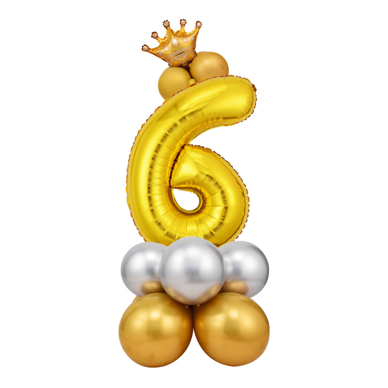 0-9 cumpleaños digital globo columna bebé un mes de edad diseño carretera globo fiesta decoración corona película de aluminio