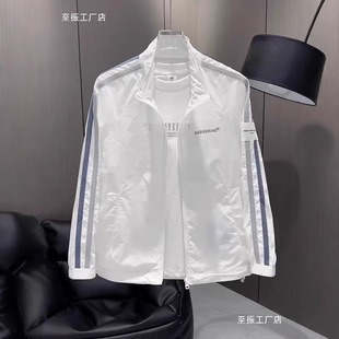 2025 Spring/Summer New Versatile Stand Collar Jacket Sun Protection Clothing Men's Trendy Handsome Loose Fashion Casual Coat Wholesale