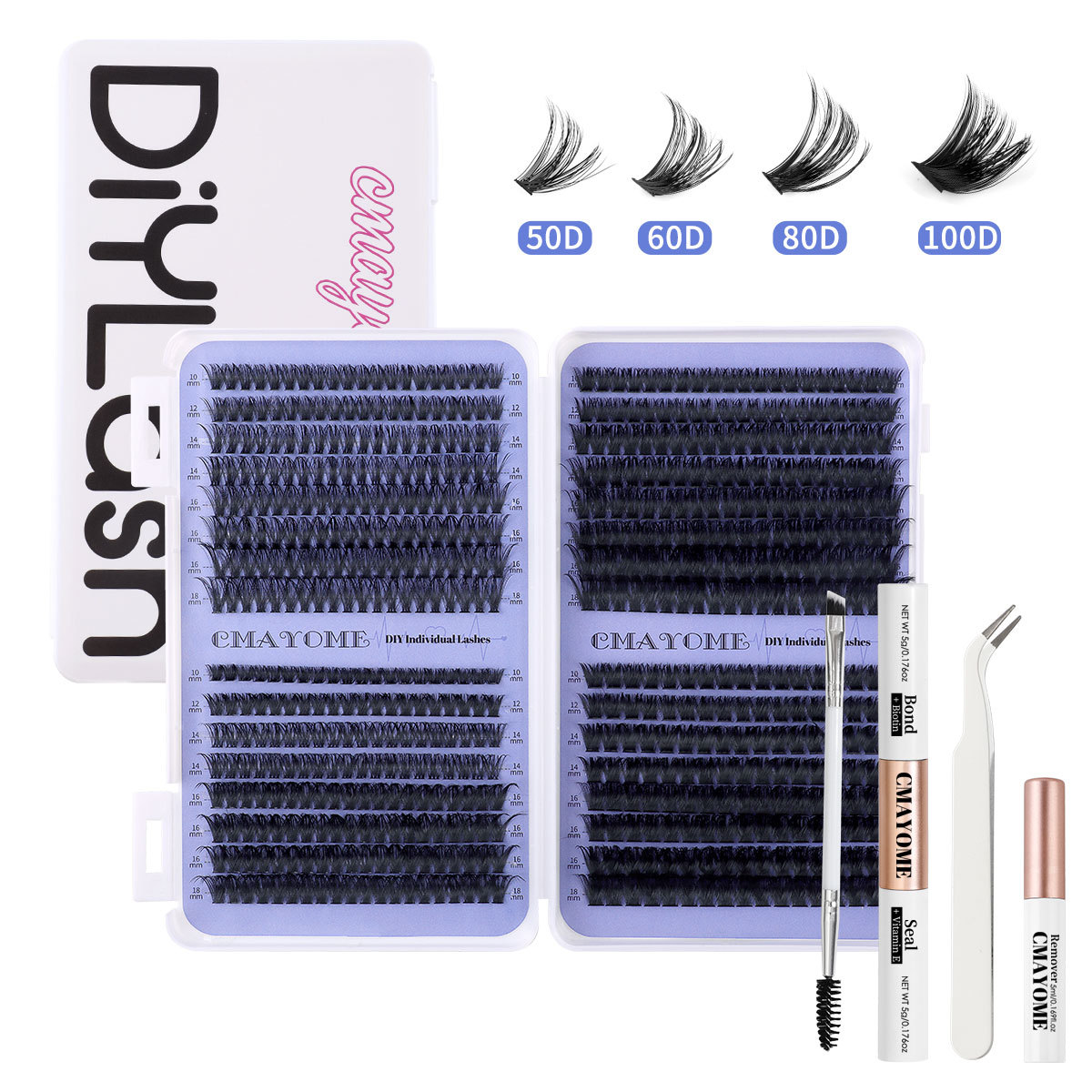 Grenzüberschreitende neue 640 Cluster gemischte dicke D-gebogene einzelne Cluster falsche Wimpern Set 10 18 mm DIY segmentierte Wimpern_voghion.com