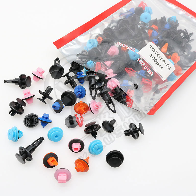 100 unids adecuado para Toyota coche puerta guardia rueda ceja clip piercing clavo motor guardia nylon hebilla