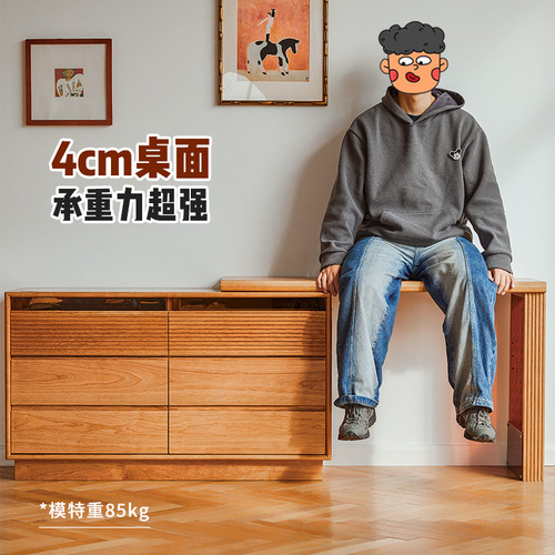 Huer Furniture / Cherry Wood Solid Wood Chest of Drawers Dressing Table Integrated Vanity Bedside Cabinet Bedroom L Desk