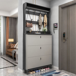 Shoe Cabinet Door Entrance Wall Shoe Rack Tipping Bucket Entrance Cabinet Multi-Functional Multi-Layer Coat Rack Spring Melt