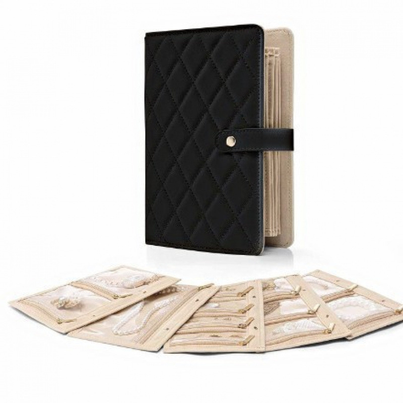 Nuevo libro de joyería de cuero transfronterizo, bolsas de joyería de gran capacidad, pendientes, collares, carpeta de lujo ligera