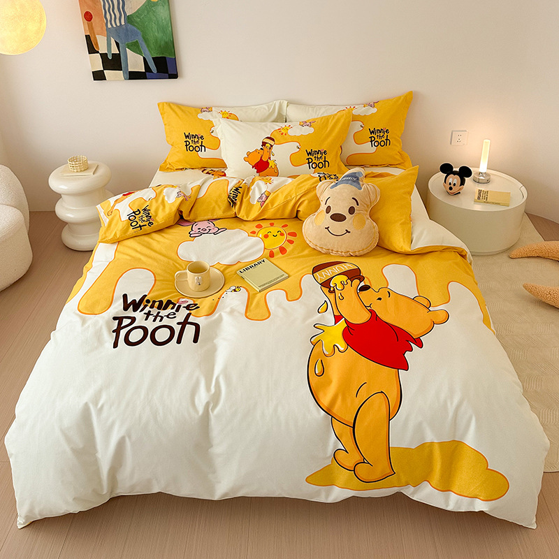 Todo el algodón grueso molienda Mickey otoño invierno impresión de cuatro piezas de dibujos animados para niños sábanas de algodón cubierta de tres piezas