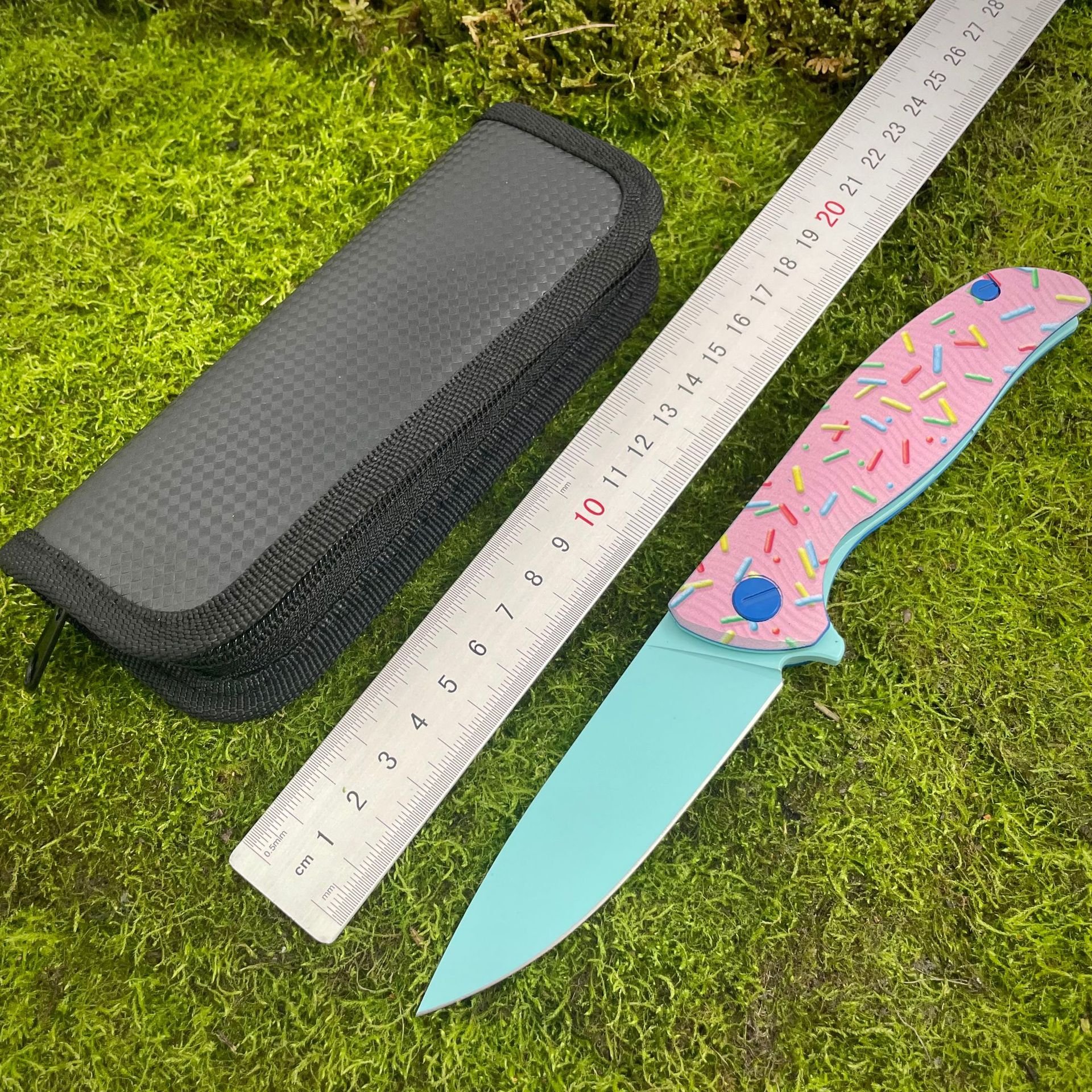跨境熊头甜甜圈折叠刀G10手柄D2钢折刀户外便携带防身锋利水果刀