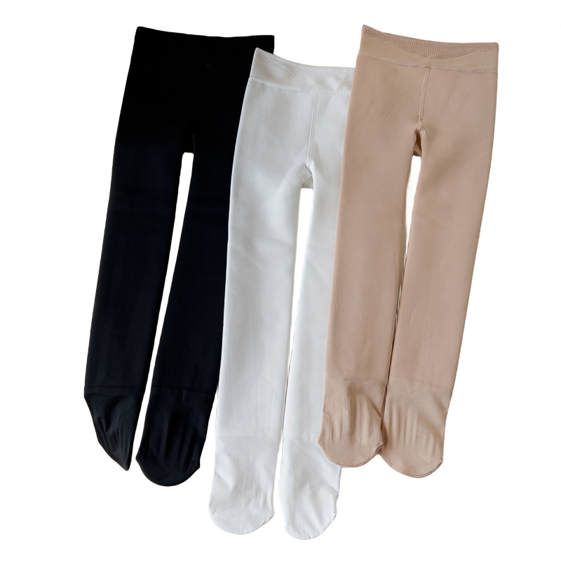 Pantimedias de otoño e invierno para niños forradas de vellón engrosadas niñas anti-pilling color sólido agua luz recortada ballet danza de fondo Calcetines