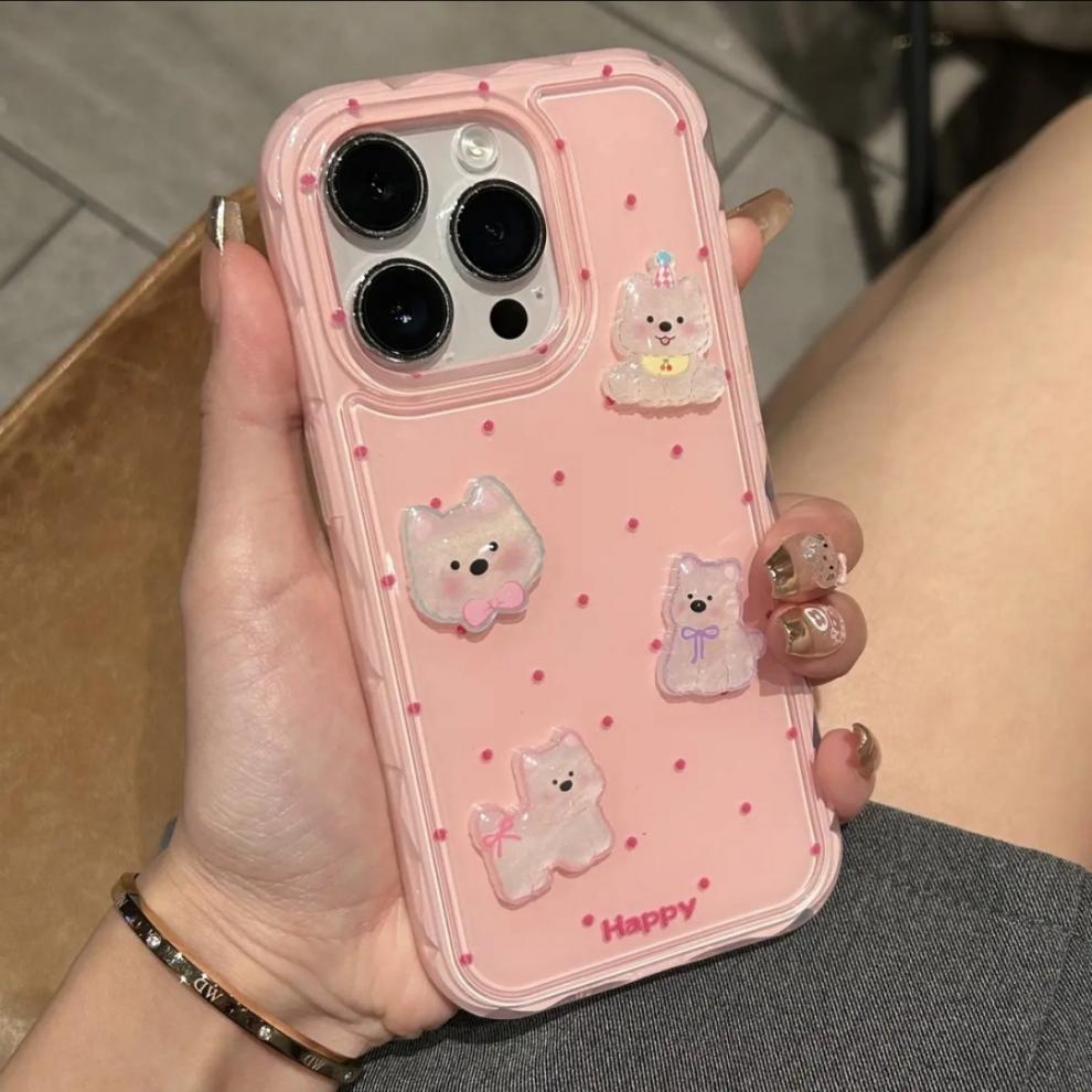 Nueva funda para teléfono de gelatina para cachorro tridimensional para Apple 16ProMax funda para teléfono 15/14 pareja 13 nuevo 15P