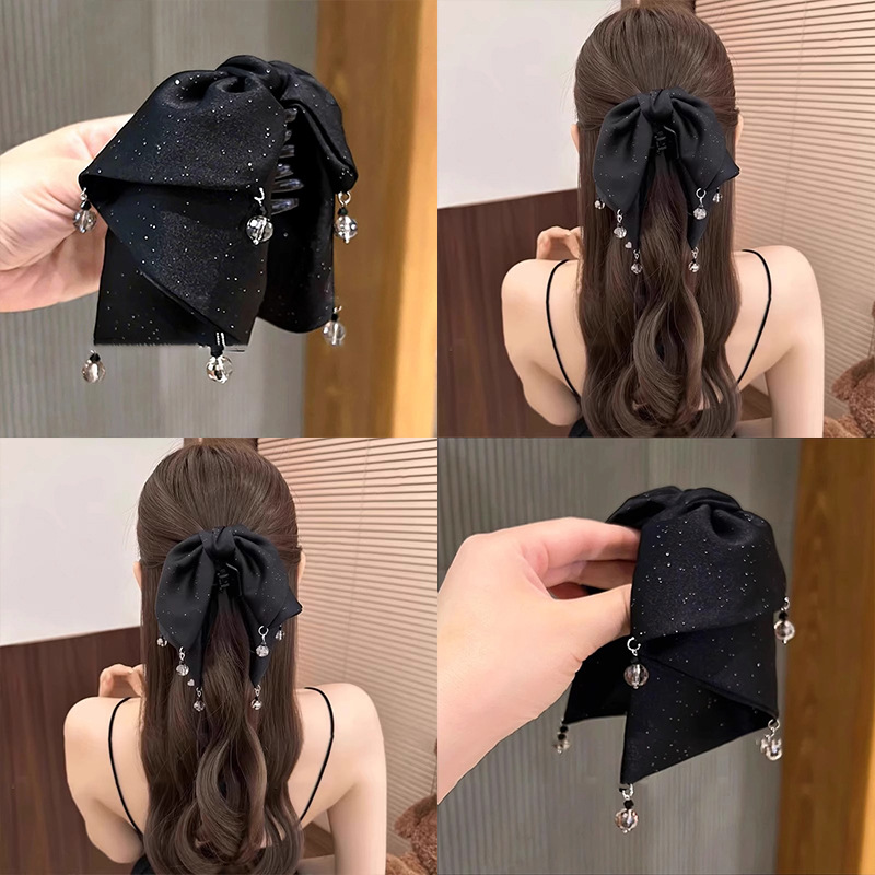 Hepburn sensación de alta calidad estrella brillante clip de cola de caballo para mujeres nuevo clip de arco de correa simple clip de moda tocado