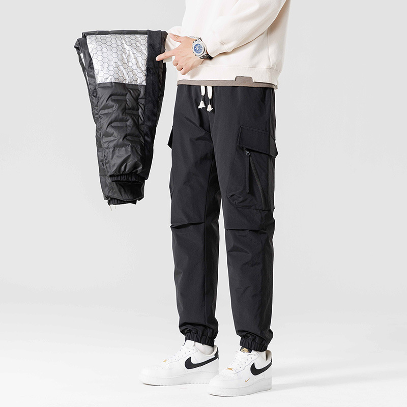 Winter live explosion down assault pants cross-border men's outdoor tooling outdoor pants three-proof new national standard 90 velvet pants